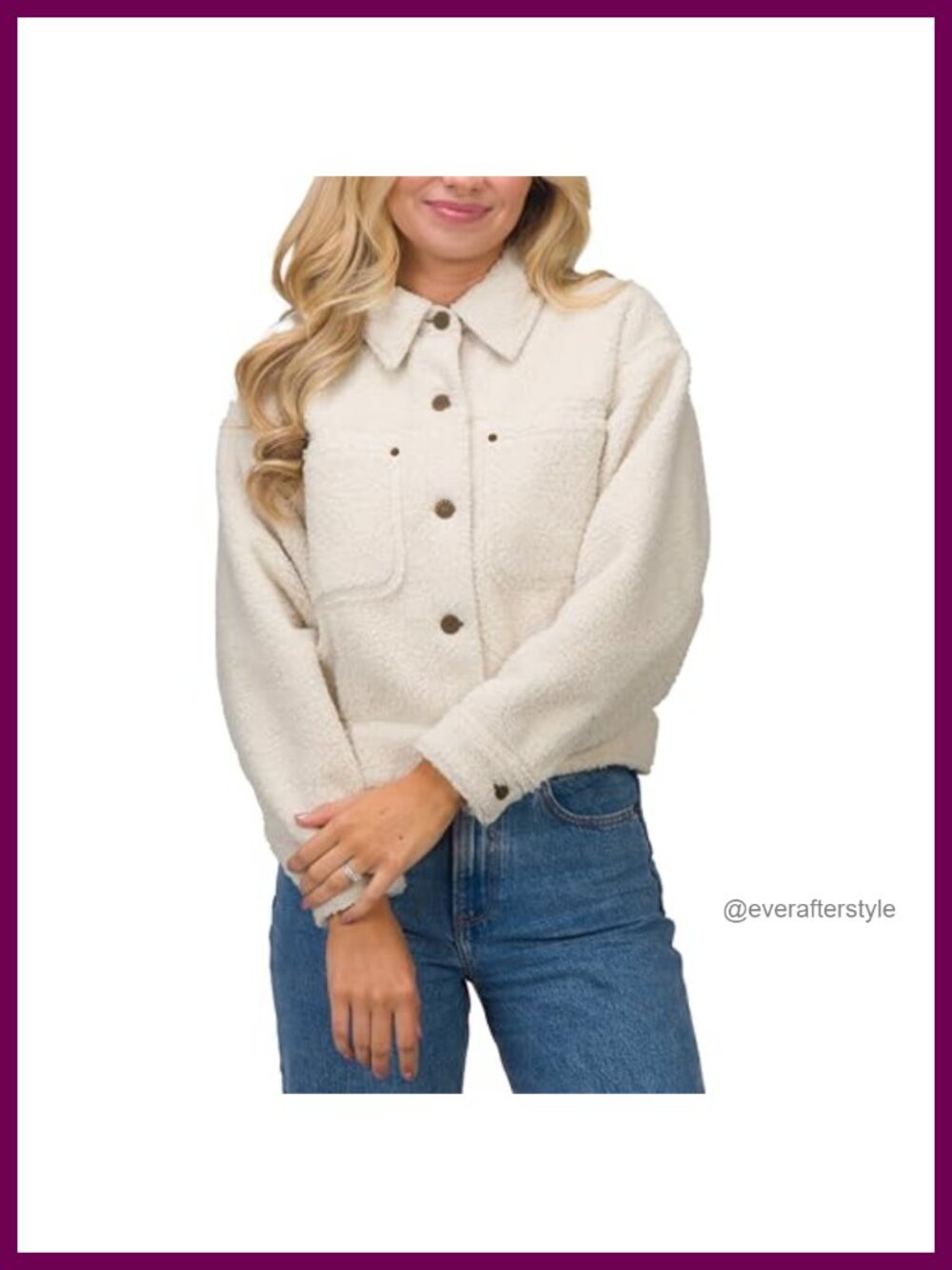 Sherpa Fleece Trucker Jacket Button Front Cropped Casual Coat